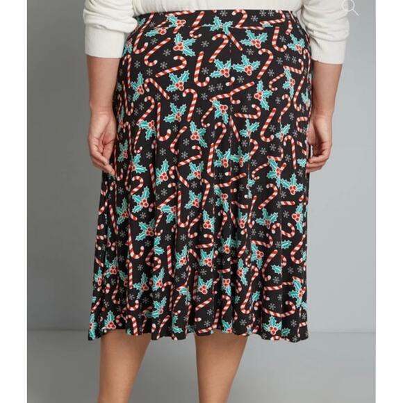 Modcloth Excellence Attained Christmas Candy Cane A-line Midi Skirt XL NWT - Picture 3 of 5